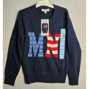 State of Mine Kids Americana MN Patriotic Navy Blue Knit Sweater Small 6/7 NWT